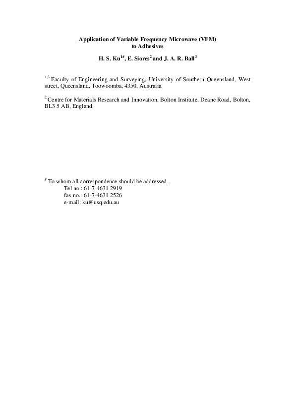 (PDF) Variable Frequency Microwave (VFM) Curing of Die Attach and Underfill Materials Fulvio