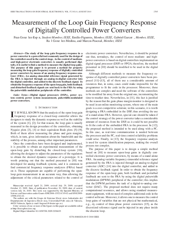 (PDF) Measurement of the Loop Gain Frequency Response of Digitally ...