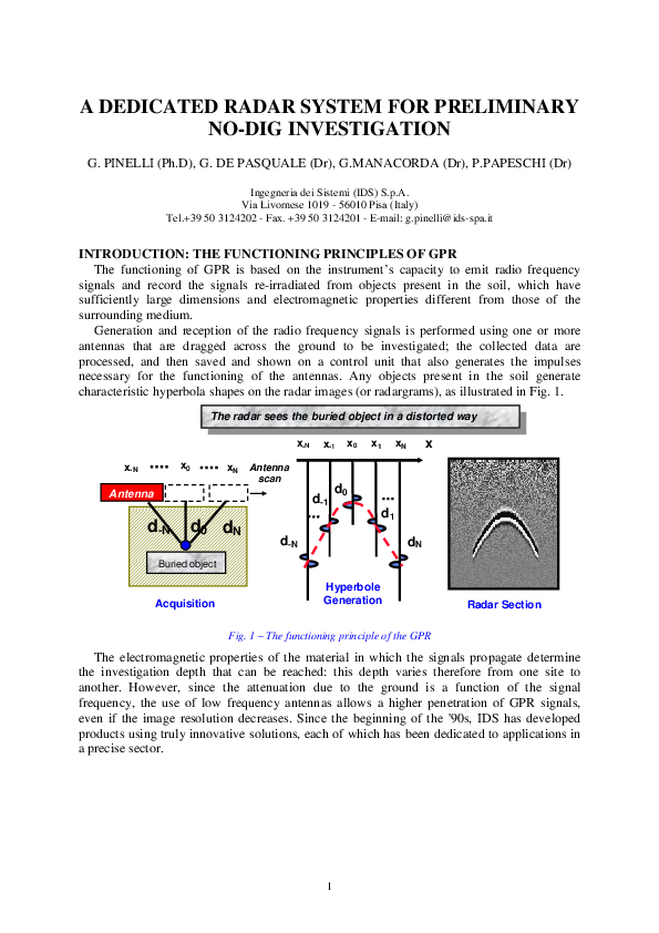 (PDF) A Dedicated Radar System for Preliminary NODIG Investigation G. Pinelli Academia.edu