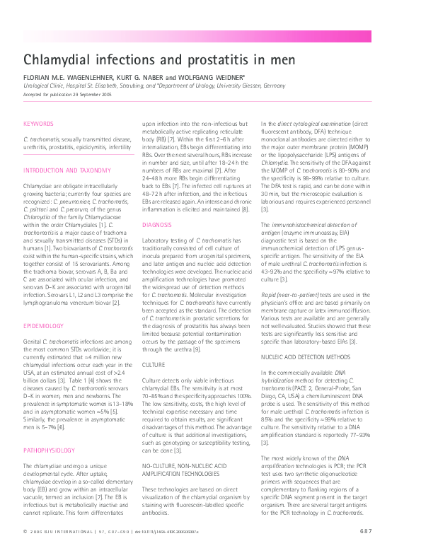 (PDF) Chlamydial infections and prostatitis in men