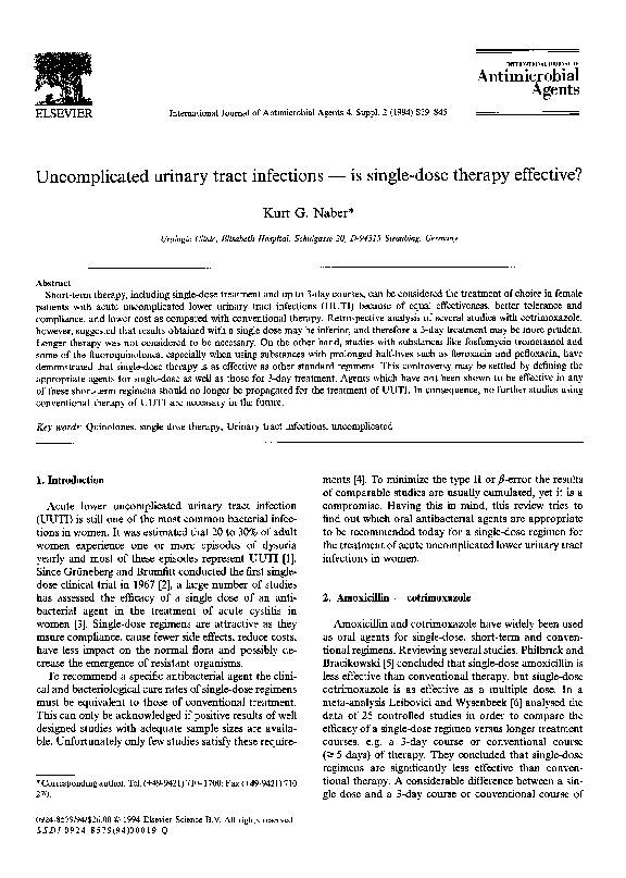 (PDF) urinary tract infections — is singledose therapy