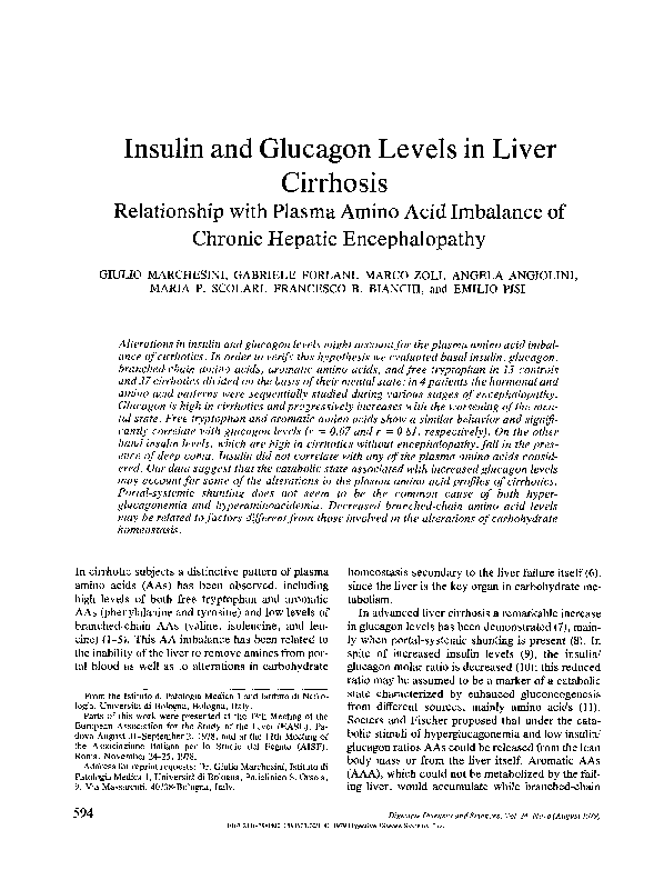 (PDF) Insulin and glucagon levels in liver cirrhosis