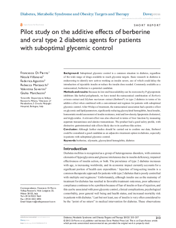 (PDF) Pilot study on the additive effects of berberine and oral type 2 ...