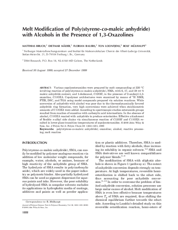 (PDF) Melt modification of poly(styrene-co-maleic anhydride) with ...