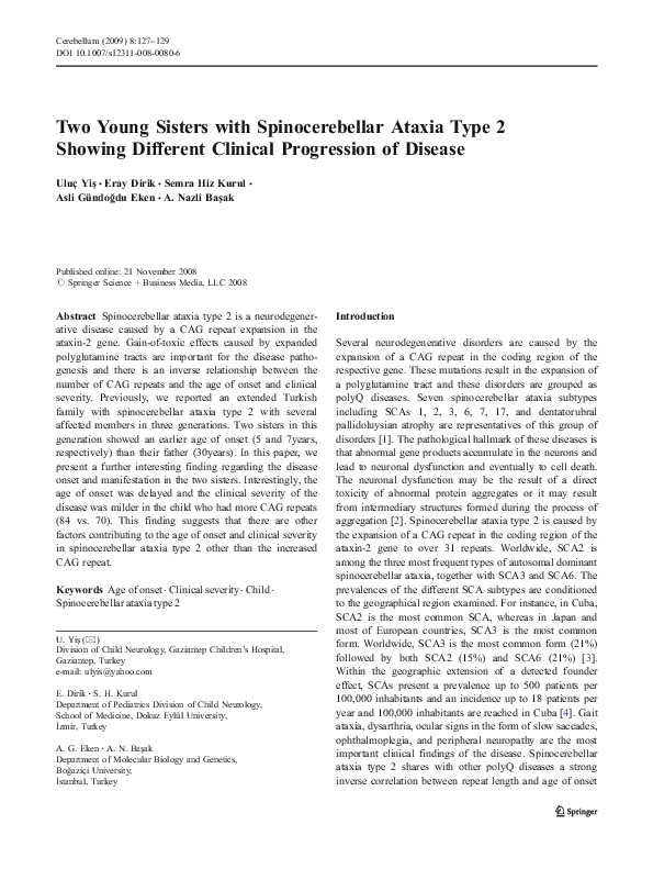 (PDF) Two Young Sisters with Spinocerebellar Ataxia Type 2 Showing ...