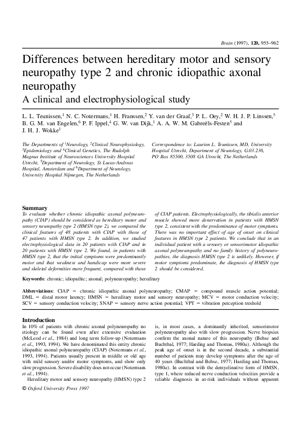 (PDF) Differences between hereditary motor and sensory neuropathy type