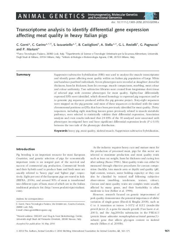 (PDF) Transcriptome analysis to identify differential gene expression ...