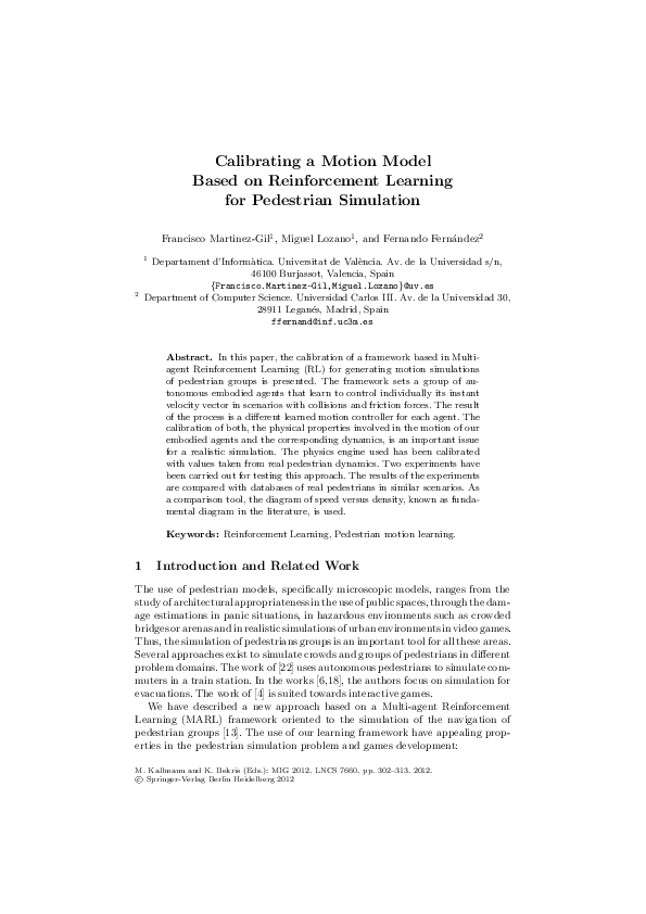 (PDF) Calibrating a Motion Model Based on Reinforcement Learning for ...