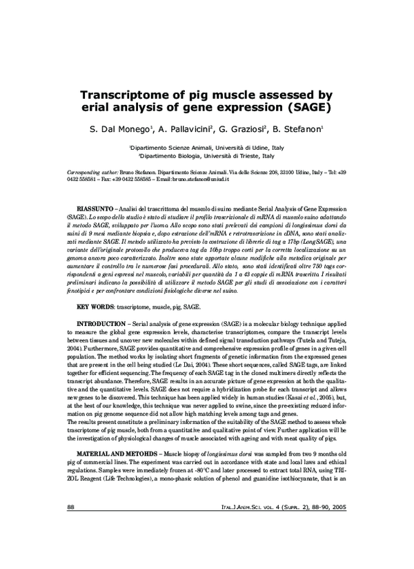 (PDF) Transcriptome of pig muscle assessed by erial analysis of gene ...