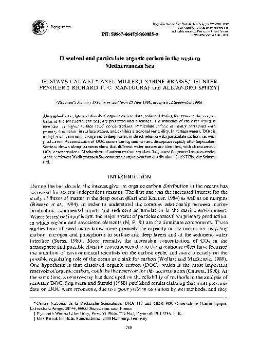 (PDF) Dissolved and particulate organic carbon in the western ...
