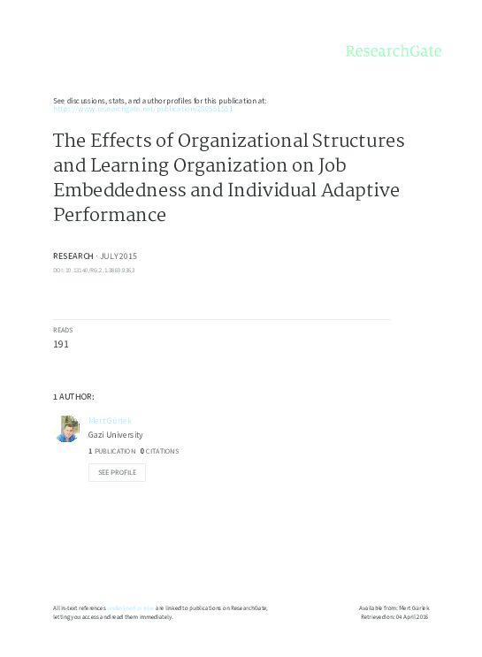 (PDF) The Effects of Organizational Structures and Learning ...
