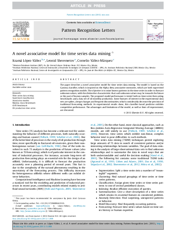 (PDF) A novel associative model for time series data mining
