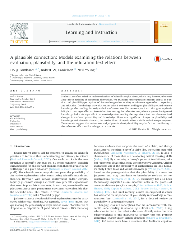 (PDF) A Plausible Connection: Models Examining the Relations between ...