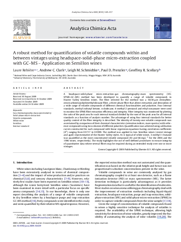 (PDF) A robust method for quantification of volatile compounds within ...