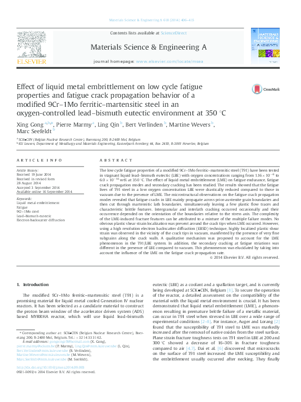 (PDF) Effect of liquid metal embrittlement on low cycle fatigue ...