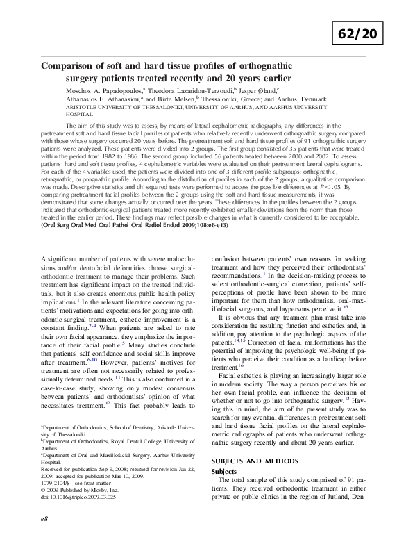 (PDF) Comparison of soft and hard tissue profiles of orthognathic