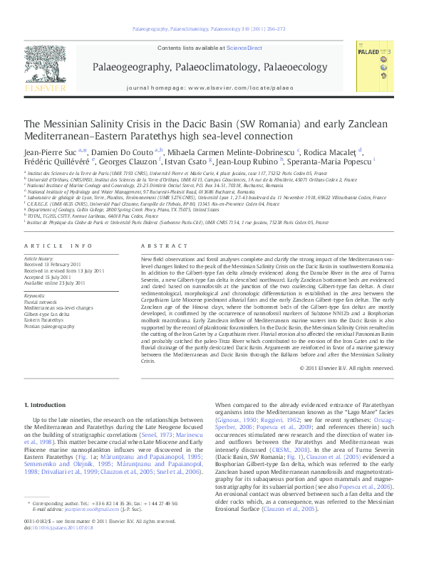 (PDF) The Messinian Salinity Crisis in the Dacic Basin (SW Romania) and ...