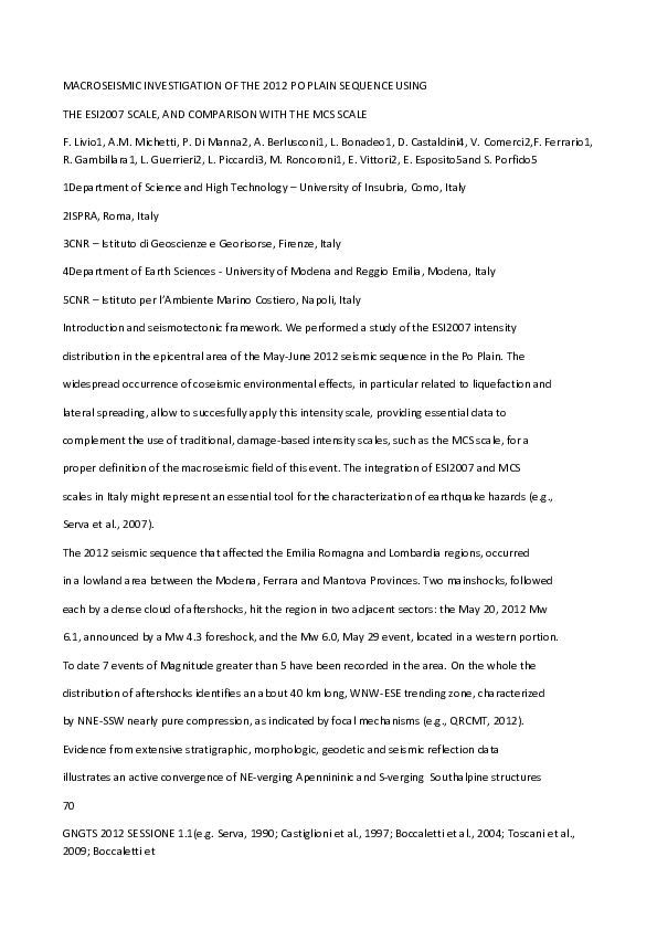 (PDF) Macroseismic Investigation of the 2012 Po Plain Sequence Using ...
