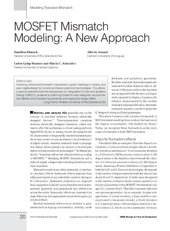 (PDF) MOSFET mismatch modeling: a new approach
