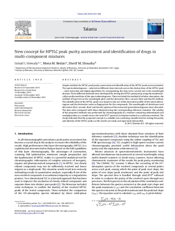 (PDF) New concept for HPTLC peak purity assessment and identification ...