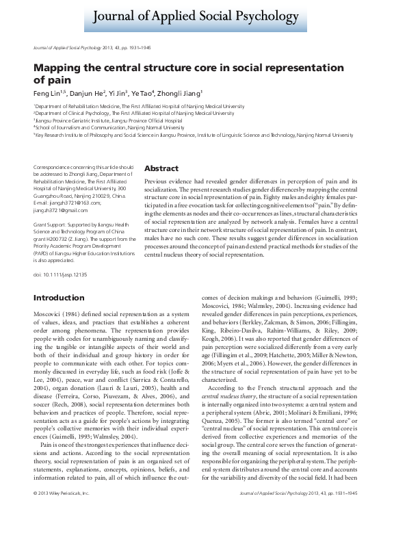 (PDF) Mapping the central structure core in social representation of pain