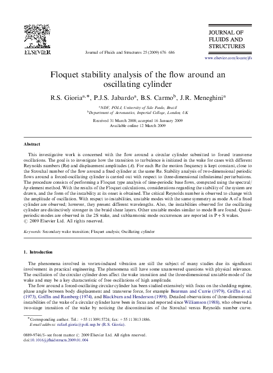 (PDF) Floquet stability analysis of the flow around an oscillating cylinder