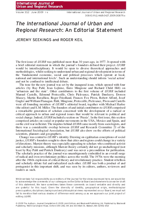 (PDF) International Journal of Urban and Regional Research