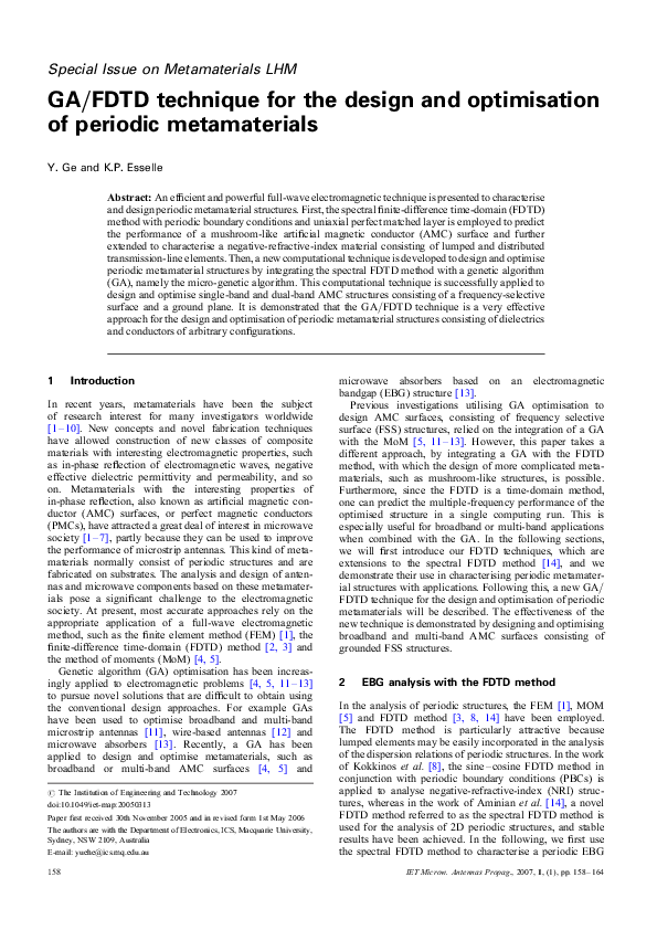 (PDF) GA∕FDTD technique for the design and optimisation of periodic ...