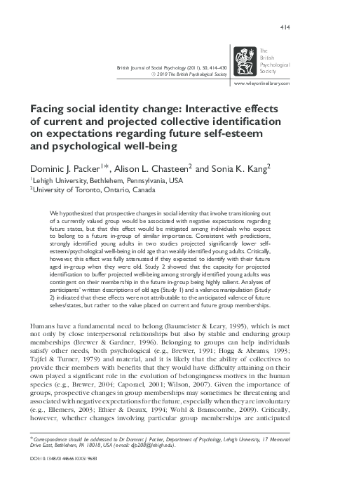 (PDF) Facing social identity change: Interactive effects of current and ...