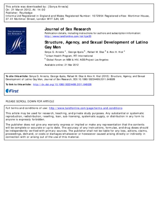 (PDF) Structure, Agency, and Sexual Development of Latino Gay Men