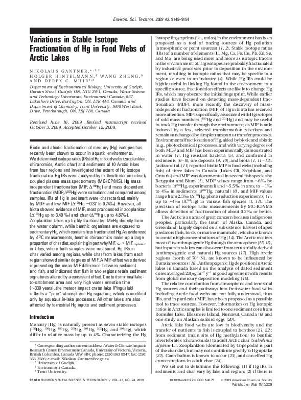 (PDF) Variations in Stable Isotope Fractionation of Hg in Food Webs of ...