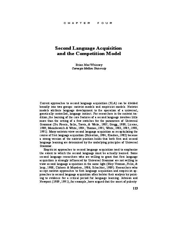 (PDF) Second language acquisition and the competition model