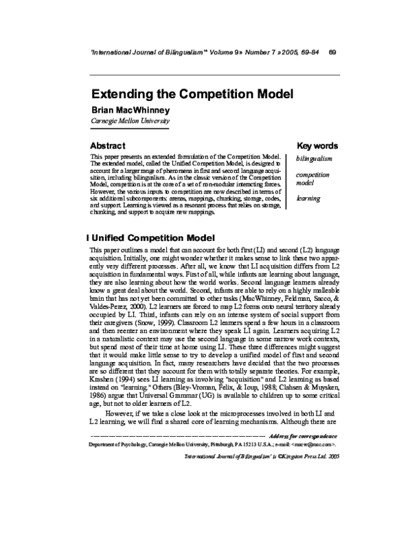 (PDF) Extending the Competition Model