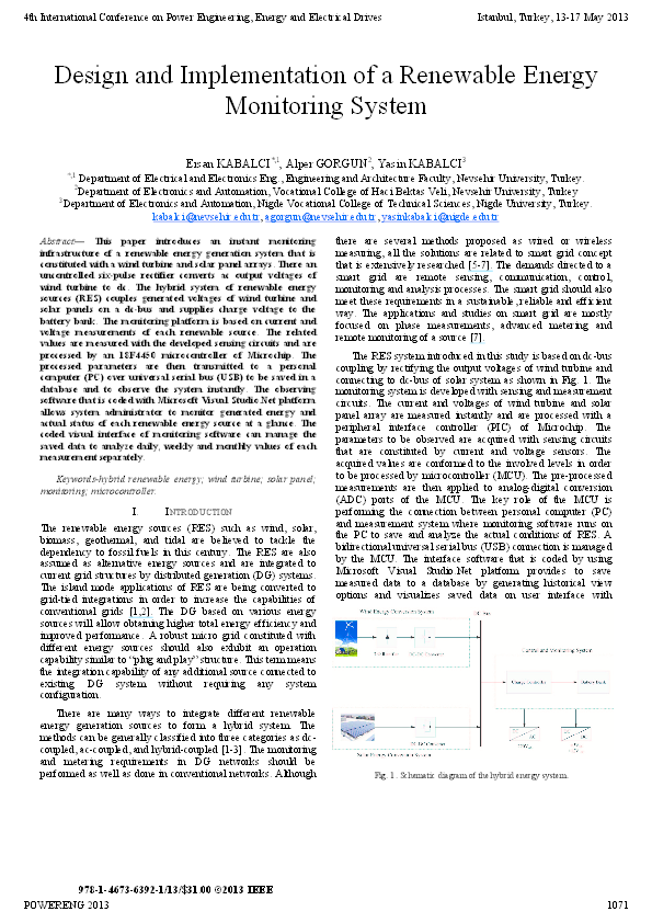 (PDF) Design and implementation of a renewable energy monitoring system