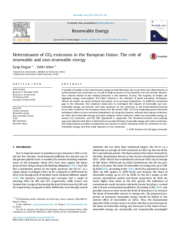 (PDF) Determinants of CO2 emissions in the European Union: The role of ...
