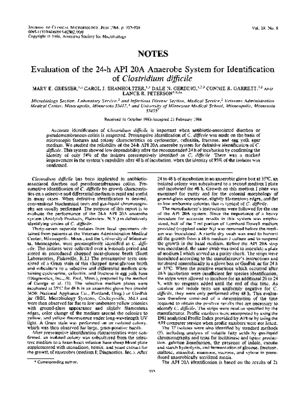 (PDF) Evaluation of the 24-h API 20A anaerobe system for identification ...