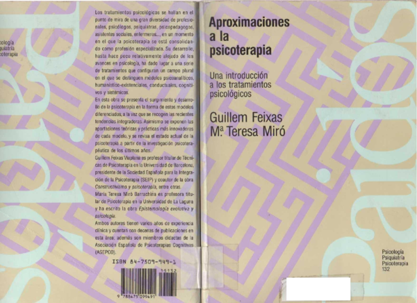 (PDF) Feixas Miro Aproximacion A La Psicoterapia Una Introduccion A Los