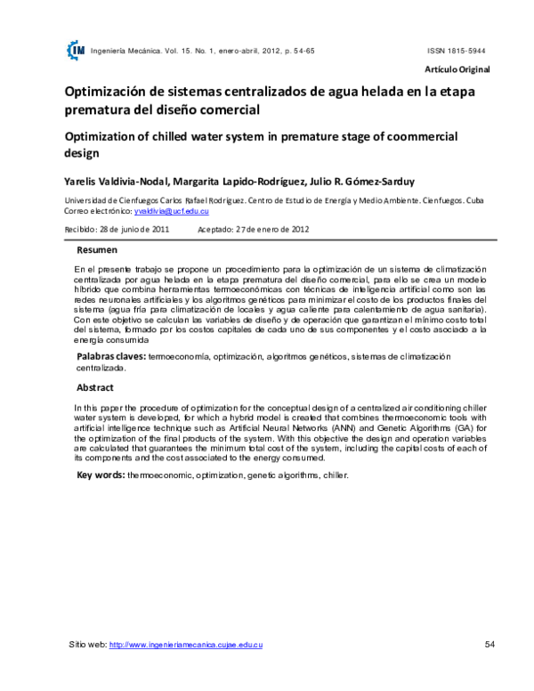 (PDF) Optimization of chilled water system in premature stage of ...