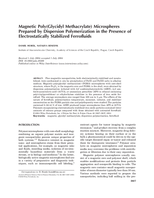 (PDF) poly(glycidyl methacrylate) microspheres containing