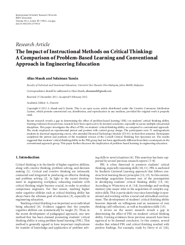 (PDF) The Impact of Instructional Methods on Critical Thinking: A ...