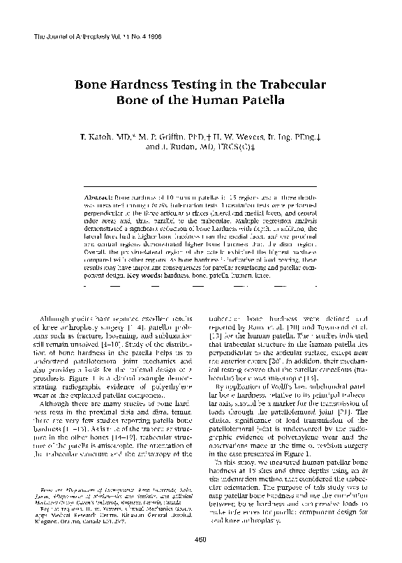 (PDF) Bone hardness testing in the trabecular bone of the human patella