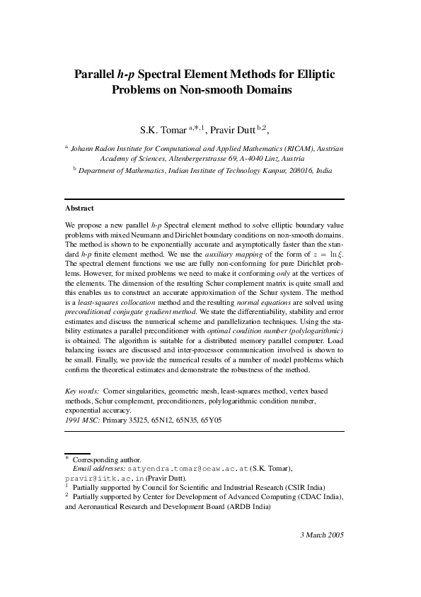 (PDF) Parallel hp Spectral Element Methods for Elliptic Problems on Non ...