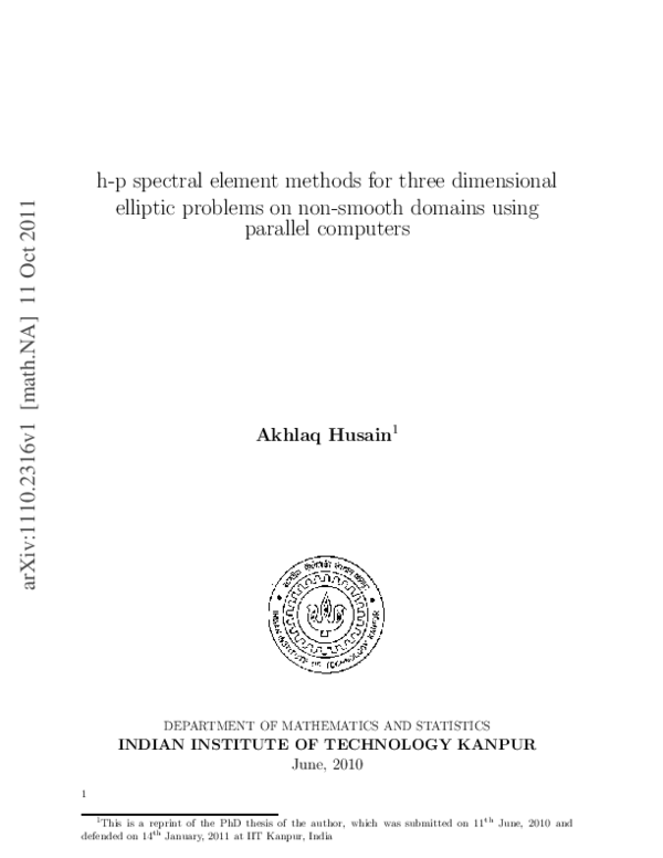 (PDF) $ HP $ Spectral Element Methods for Three Dimensional Elliptic ...
