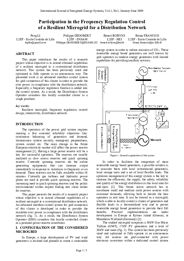(PDF) Participation in the frequency regulation control of a resilient ...