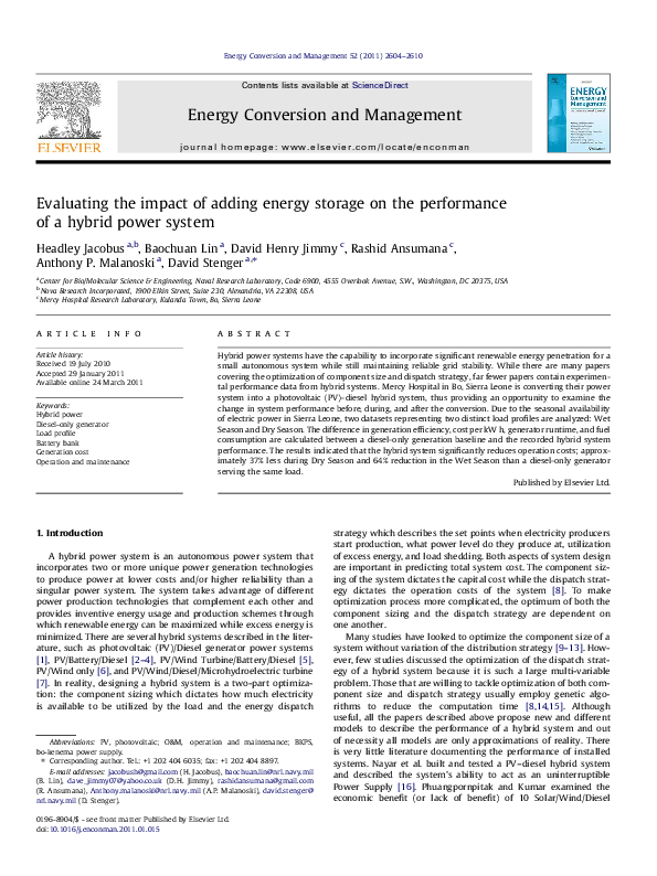 (PDF) Evaluating the impact of adding energy storage on the performance ...