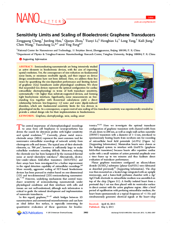 (PDF) Sensitivity Limits and Scaling of Bioelectronic Graphene Transducers