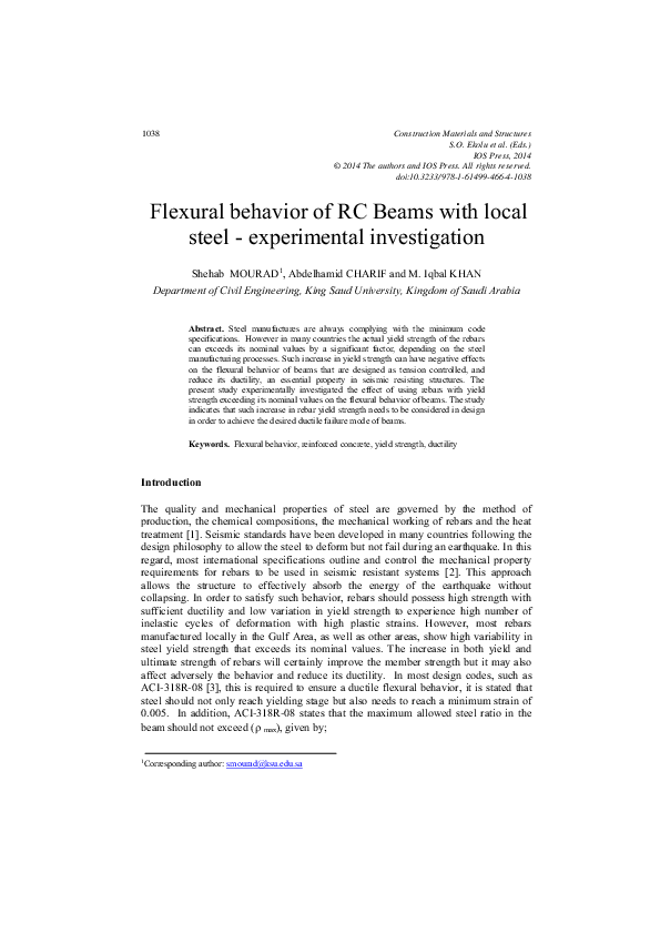 (PDF) Flexural behavior of RC beams with local steel – Experimental ...