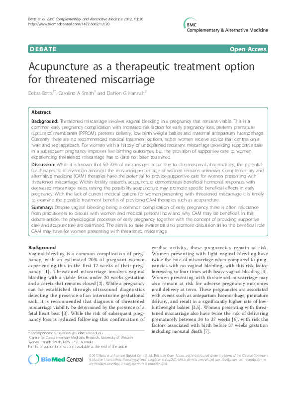 (PDF) Acupuncture as a therapeutic treatment option for threatened