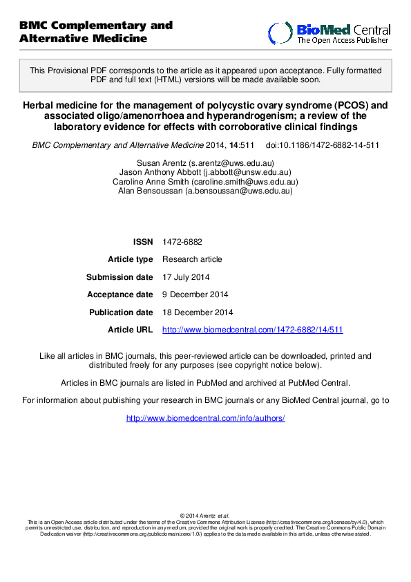 (PDF) Herbal medicine for the management of polycystic ovary syndrome ...