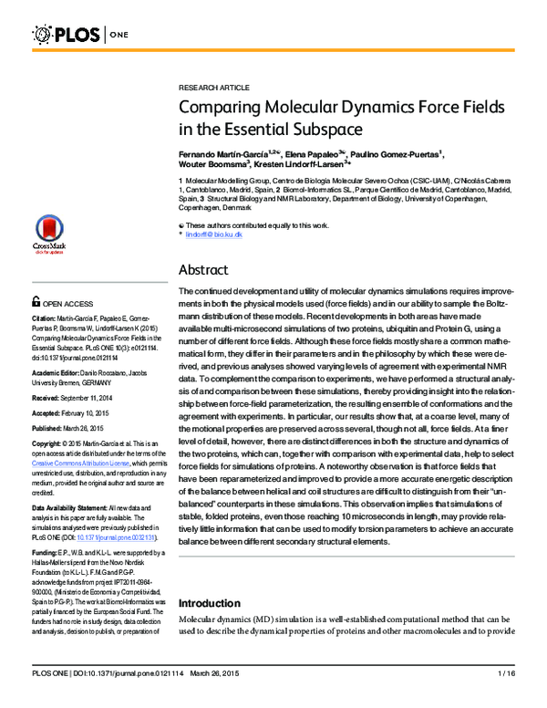 (PDF) Comparing Molecular Dynamics Force Fields in the Essential Subspace